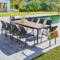 Ensemble table de jardin extensible ÉVASION + 10 fauteuils empilables DIESE Graphite
