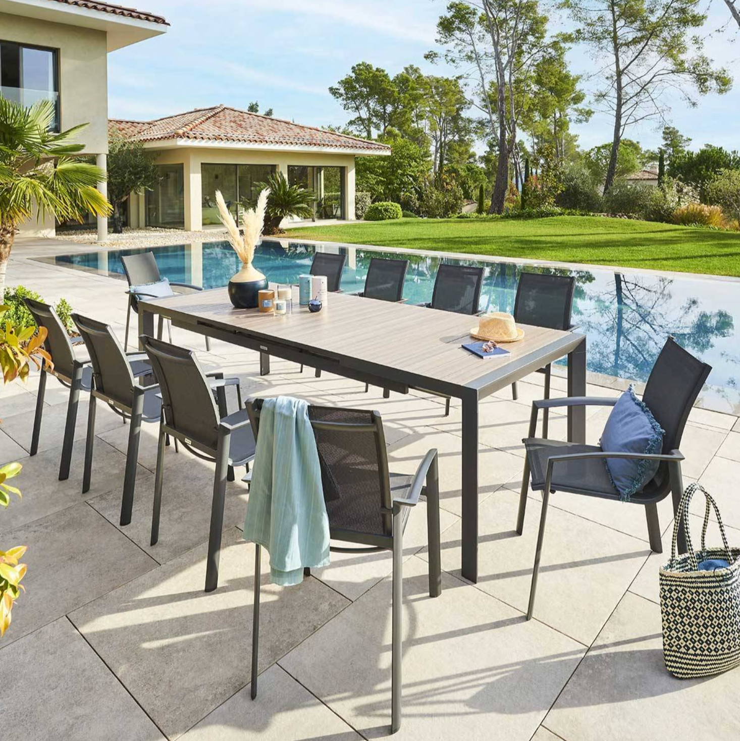 Table de jardin EVASION Seigle / Graphite