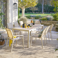 Ensemble table de jardin extensible ÉVASION + 8 fauteuils empilables ESSENTIA Lin & Argile