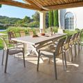 Ensemble table de jardin extensible AXIOME + 12 fauteuils empilables AXANT Lin & Argile