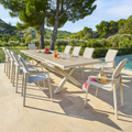 Ensemble table de jardin extensible AXIOME + 10 fauteuils empilables DIESE Argile