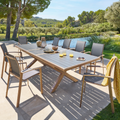 Ensemble table de jardin extensible AXIOME Honey & Graphite + 10 fauteuils empilables AXANT
